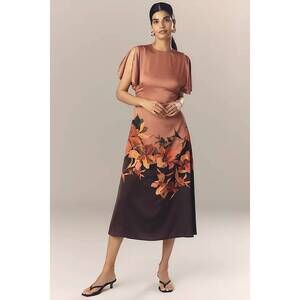 NEW HUTCH raven short sleeve midi dress in coral